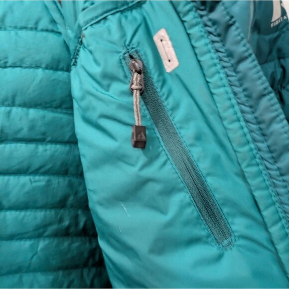 Eddie Bauer Stormdown 800 Puffer Jacket, Teal, Green Blue, Womens Small - Picture 12 of 14